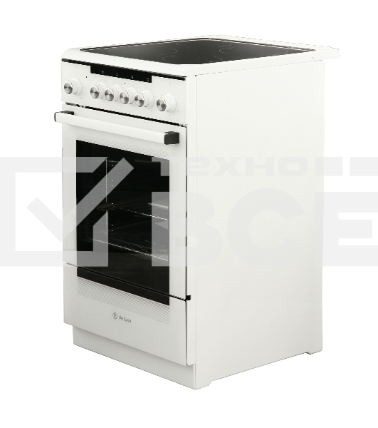 Плита электрическая De Luxe 506004.13ЭС белый, конфорок 4 электрических (стеклокерамика), духовка 60 л, 50 см x 87 см x 60 см