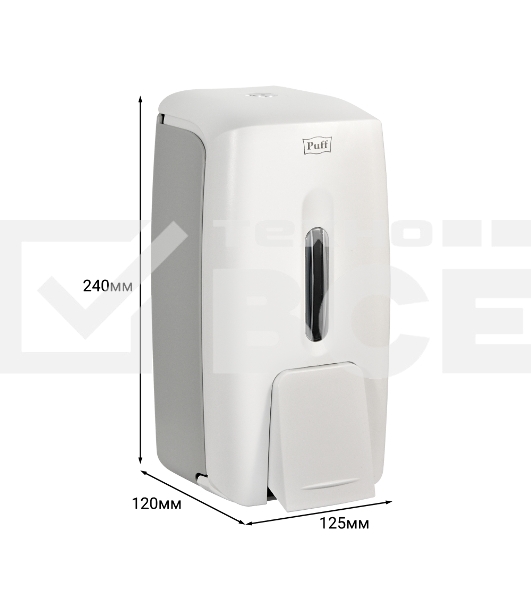 Дозатор для жидкого мыла пластик Puff-8120 белый, 0,8 л