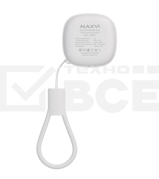 Беспроводные наушники Maxvi MHF-108BT белые TWS\капли\Sensor\180 мАч\5.3\кабель Type-C