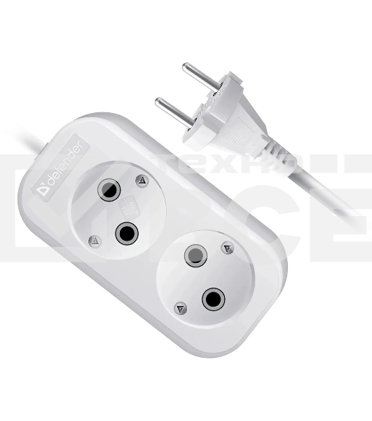 Удлинитель бытовой Defender B220 - 2 роз х 2 м, белый