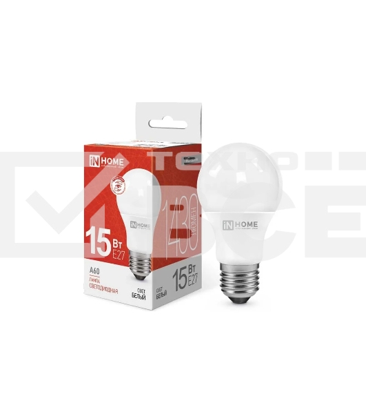 Лампа светодиодная IN HOME 4690612020273 LED-A60-VC 15 Вт 230В E27 4000К 1430 лм