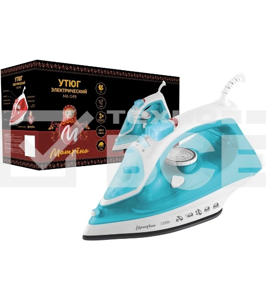 Утюг Матрена МА-049 бирюзовый (2300 Вт, пар, спрей, пар.удар, самооч., керам. подошва)