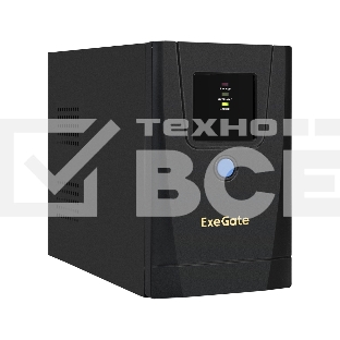 Источник бесперебойного питания ExeGate SpecialPro UNB-650.LED.AVR.1SH.2C13 650VA/360W, LED, AVR, 1*Schuko+2*C13, металлический корпус, черный