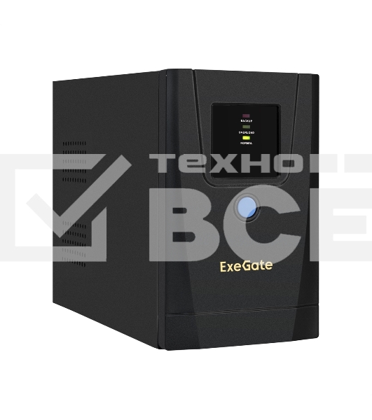 Источник бесперебойного питания ExeGate SpecialPro UNB-650.LED.AVR.1SH.2C13 650VA/360W, LED, AVR, 1*Schuko+2*C13, металлический корпус, черный