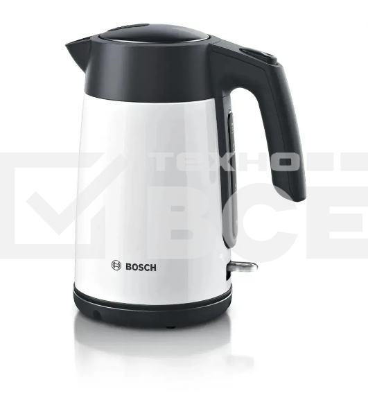 Чайник Bosch TWK7L461, 1.7л, 2400 Вт., нерж.сталь, покрытая эмалью, белый,  шкала уровня воды