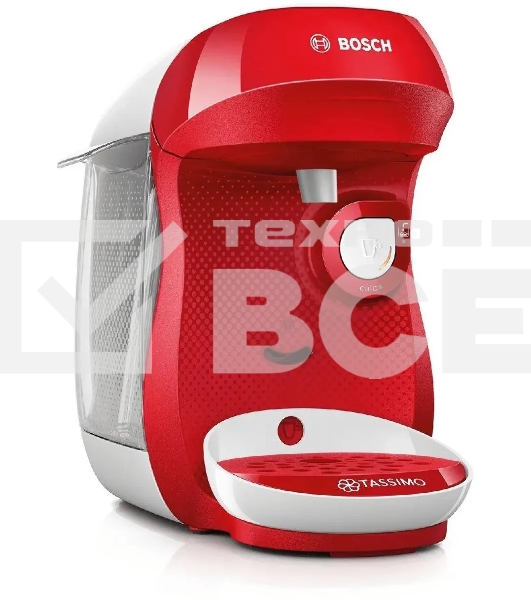 Кофемашина капсульная Bosch Tassimo TAS1006 Happy красный, исп. кофе - капсулы, 0.7 л, 1400 Вт.