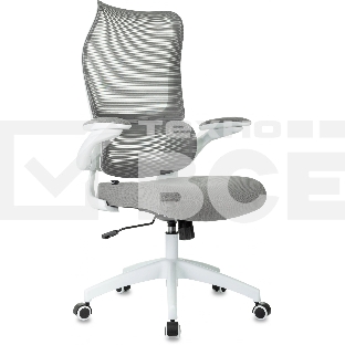 Кресло руководителя Бюрократ Sigma WH 1 серый, сетка/ткань, крестов. пластик, пластик белый