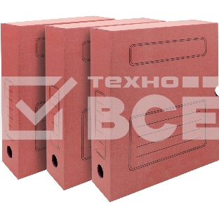 Короб архивный Silwerhof 1914765 микрогофрокартон корешок 75мм, A4 красный (упаковка: 3шт)