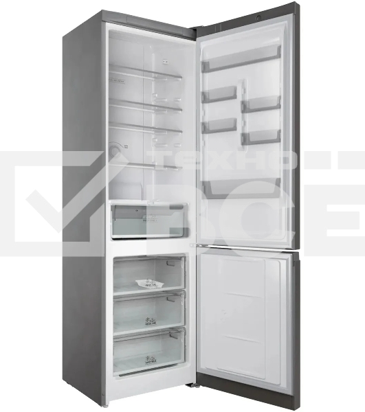 Холодильник Hotpoint HT 6200 S серебристый двухкамерный 240/83л морозилка снизу, No Frost