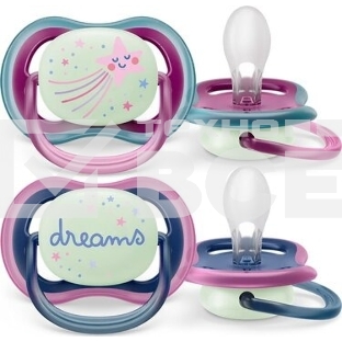 Пустышка Philips Avent ultra air, ночная, звезда/DREAMS, 6-18 мес., 2 шт.