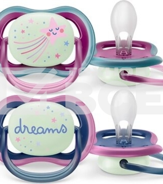 Пустышка Philips Avent ultra air, ночная, звезда/DREAMS, 6-18 мес., 2 шт.