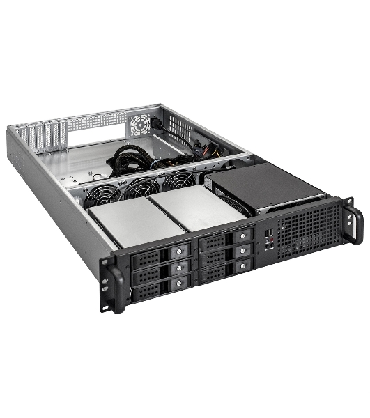 Серверный корпус ExeGate Pro 2U660-HS06 (RM 19', высота 2U, глубина 660, БП 600ADS, 6xHotSwap, USB)