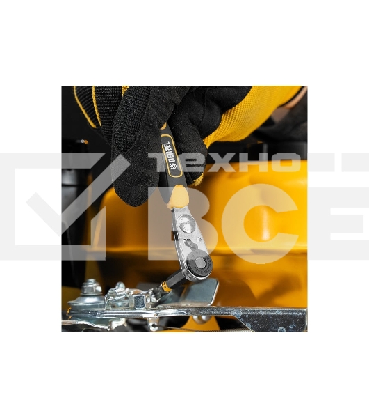 Ключ-трещотка для бит Denzel 1/4', 52 зуба, CrMo, адаптер для торцевых головок