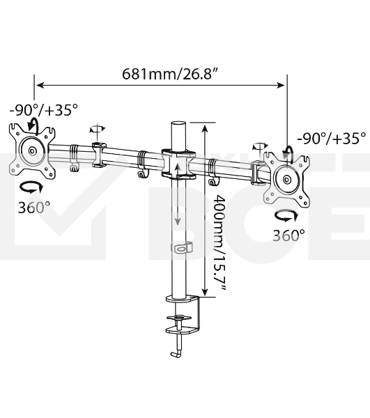 Кронштейн для мониторов Cactus CS-VM-D29-BK черный 13