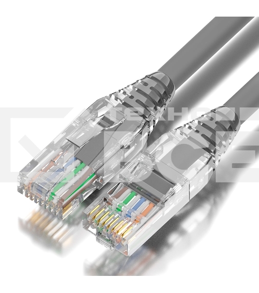 Патч-корд GCR UTP кат.6, коннектор ABS, 24 AWG, ethernet high speed 10 Гбит/с, RJ45, T568B, 2.0m, серый