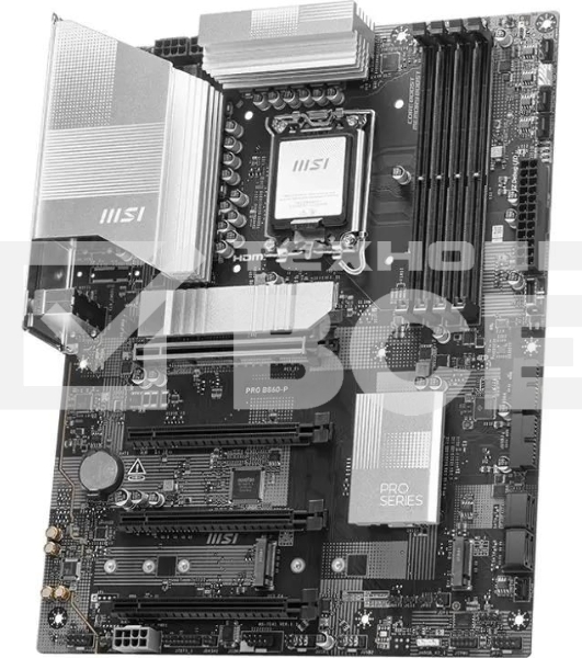 Материнская плата MSI PRO B860-P, LGA 1851, Intel B860, 4xDDR5, 4xSATA, 3xM.2, 1xPCIe 5.0 x16, 1xPCIe 4.0 x4, 2xPCIe 4.0 x1, 1xHDMI, 1xDP, 1xUSB-C, 1x 5Gb LAN, 2xUSB-A 3.2 Gen 2, 2xUSB-A 3.2 Gen 1, 4xUSB-A 2.0, 3x3.5 мм, 7.1, ATX