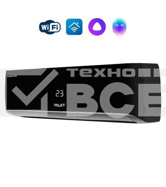Блок внутренний сплит-системы Shuft Asgard DC Black SFTHAI/in-09HN8/BL инвертор, 9000 BTU, 25 м2, 27,5 дБ, охлаждение, обогрев, осушение, черный