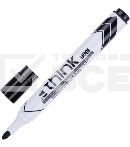 Маркер для досок Deli EU00120 Think, круглый пишущий наконечник, 2мм, черный