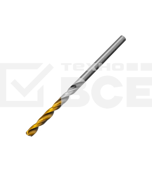 Сверло спиральное по металлу Denzel 3,2 x 65мм, Р6М5, Golden Tip, многогранная заточка, 2 шт.