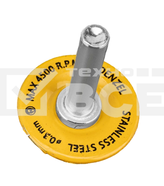 Щетка для дрели Denzel 60 мм, плоская, со шпилькой, нержавеющая витая проволока