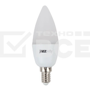 Лампа светодиодная JazzWay PLED-SP C37 7Вт свеча 3000К теплый белый E14 530лм 230В