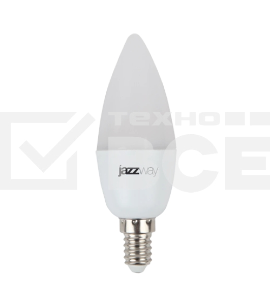 Лампа светодиодная JazzWay PLED-SP C37 7Вт свеча 3000К теплый белый E14 530лм 230В