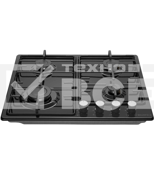 Газовая варочная панель Maunfeld EGHE.64.3STS-EB/G, 4 конфорки, эмалированная сталь, черный