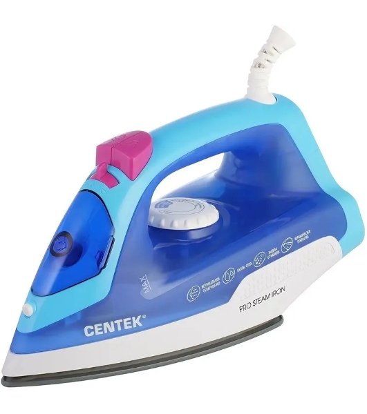 Утюг Centek CT-2348 синий/белый, 1600 Вт, 20 г/мин, 80 г/мин, 200 мл
