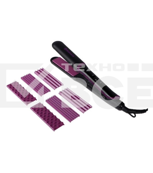 Выпрямитель для волос Sakura SA-4529P черный/фиолетовый, 32 мм, 210 °C, 1 режим