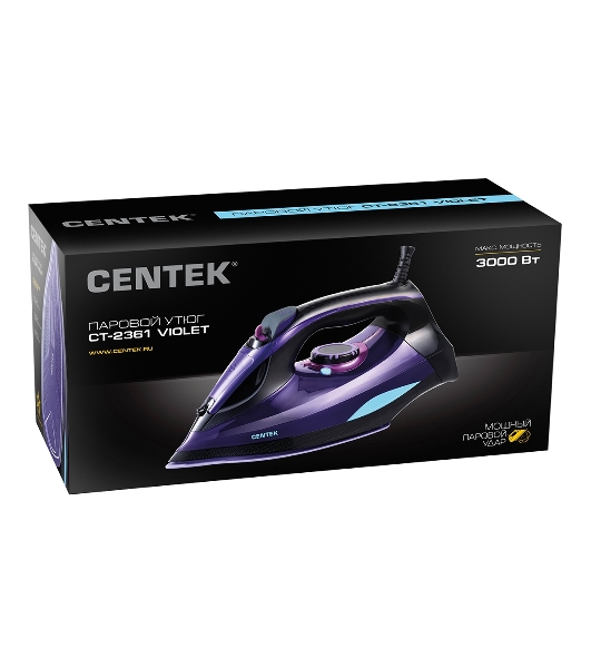 Утюг Centek CT-2361 фиолетовый, 3000 Вт, 50 г/мин, 195 г/мин, 450 мл