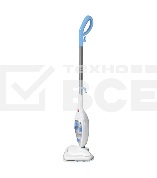 Паровая швабра Blackton Bt SM1114 White-blue, Мощность 1300 Вт, 2 в 1. Вертикальная и компактная, Резервуар для воды 300 мл, Время неприрывной работы до 20 минут, Быстрая и эффективная очистка всех типов полового покрытия: паркет, линолеум, плитка, Уничто