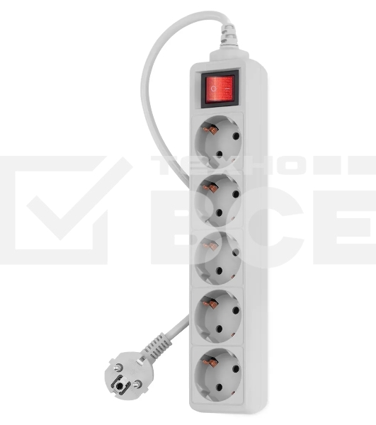 Сетевой фильтр PC Pet AP01006-3-GR 3м (5 розеток) серый