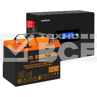 Комплект Источник бесперебойного питания EX295993RUS + батарея 33Aч EX285664RUS 1шт (инвертор, синус, для котла, PF=1, настенный) ExeGate IdealSine SR-1000.LCD.2SH <1000VA/1000W, чистая синусоида, цветной LCD-дисплей, 2*Schuko, крепление настенное, Black>