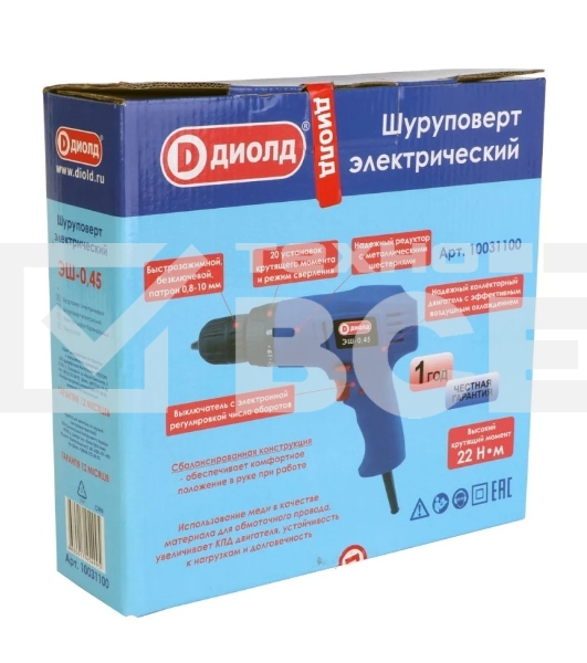 Дрель-шуруповерт ДИОЛД ЭШ-0,45, Сетевая, 450Вт