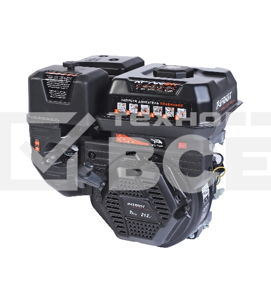 Двигатель PATRIOT XP 708 BH, Мощность 7,0 л.с.; 212 см³; 3600об/мин; бак 3,6л.; хвостовик 20 мм, шпонка; вес 15 кг.