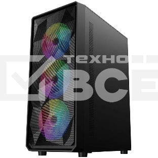 Компьютерный корпус 1STPLAYER FD3 Black, ATX, 4x120мм LED fans inc.