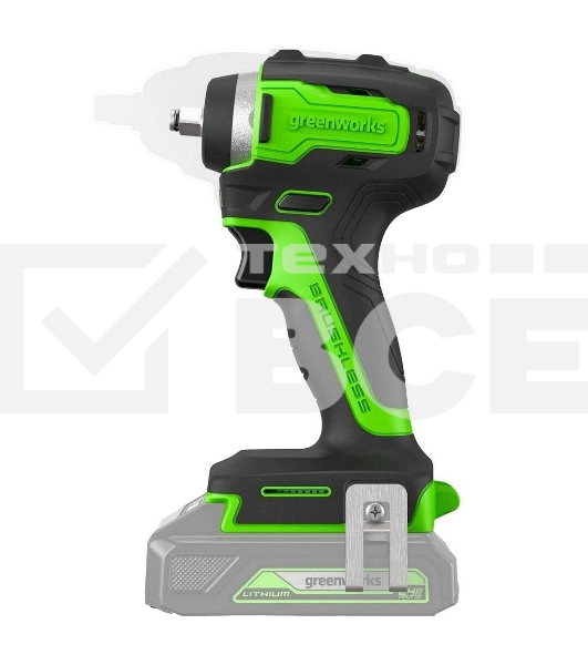 Гайковерт ударный аккумуляторный Greenworks G24IW200 24V, 200 Нм, бесщеточный, 3/8'', 1х2Ач,ЗУ,кор 3803607CUA