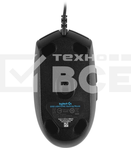 Мышь проводная Logitech G102 LIGHTSYNC черный, 8000 dpi, USB, кнопки - 6