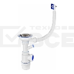 Сифон ЭЛИТ с нержавеющей чашкой D114 мм отводом для стиральной или посудомоечной машины и с переливом 3'1/2 - D40, фото 1