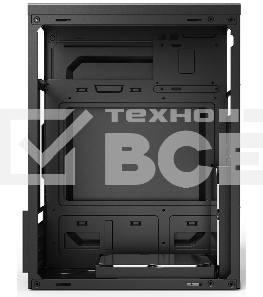 Компьютерный корпус CBR PCC-MATX-MX08-WPSU mATX Minitower MX08, без БП, 2*USB 2.0, HD Audio+Mic, Black