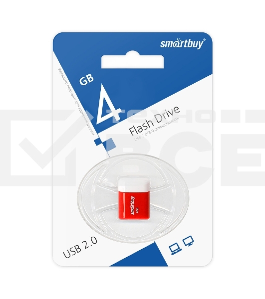 Флеш диск Smartbuy USB Drive 4Gb LARA Red (SB4GBLara-R)