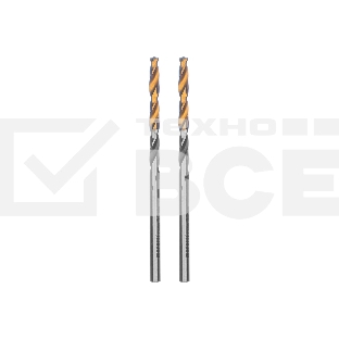Сверло спиральное по металлу Denzel 3,2 x 65мм, Р6М5, Golden Tip, многогранная заточка, 2 шт.