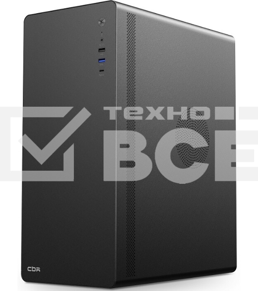 Компьютчерный корпус CBR ATX Miditower U500, без БП, 1хUSB 3.0 Type-C, 1хUSB 3.0, 1хUSB 2.0, HD Audio+Mic, черный [PCC-ATX-U500-WPSU