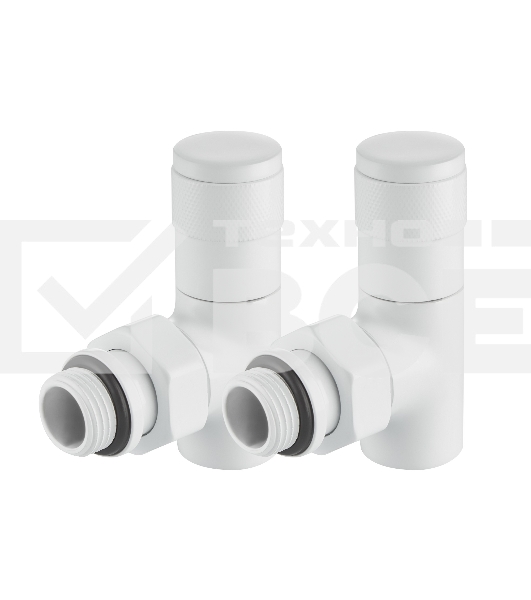 Набор дизайн-вентилей Royal Thermo PIANO, угловой (белый) 1/2