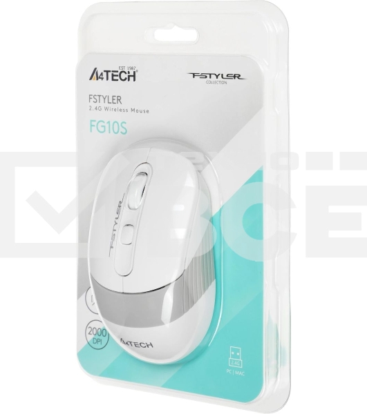 Мышь беспроводная A4Tech Fstyler FG10S белый/серый, 2000 dpi, радиоканал, USB, кнопки - 4