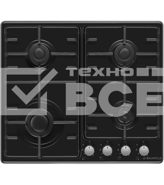 Газовая варочная панель Maunfeld EGHE.64.3STS-EB/G, 4 конфорки, эмалированная сталь, черный