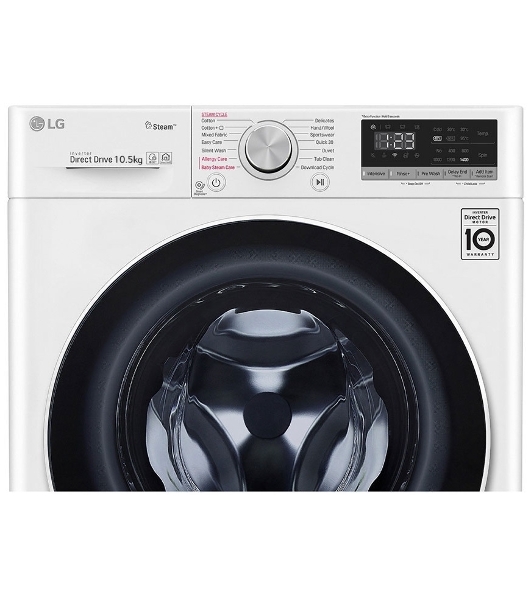 Стиральная машина LG F4V5RYP0W белая, загрузка фронтальная 10.5 кг, 1400 об/мин, класс A