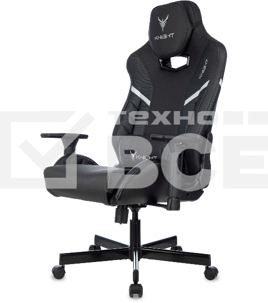 Кресло игровое Knight Thunder 5X черный эко.кожа крестов. металл