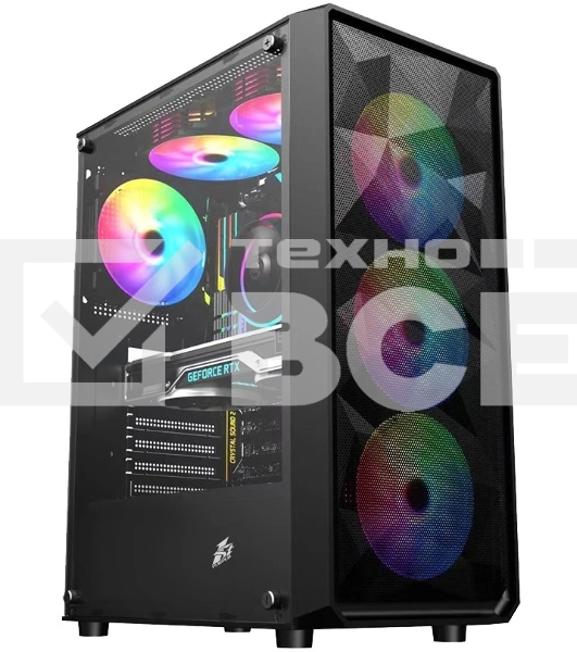 Компьютерный корпус 1STPLAYER FD3 Black, ATX, 4x120мм LED fans inc.