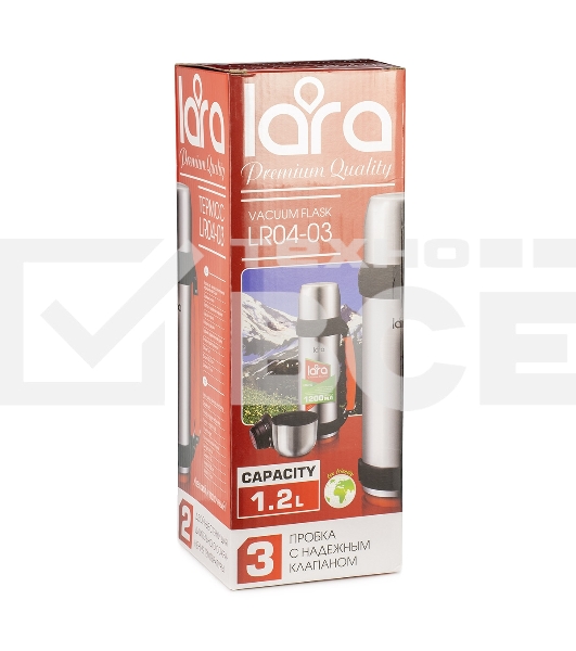 Термос Lara LR04-03 нержавеющая сталь AISI 201 1,2 л
